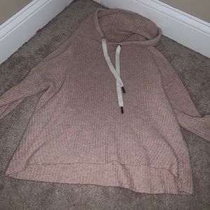 pink sweater with hood